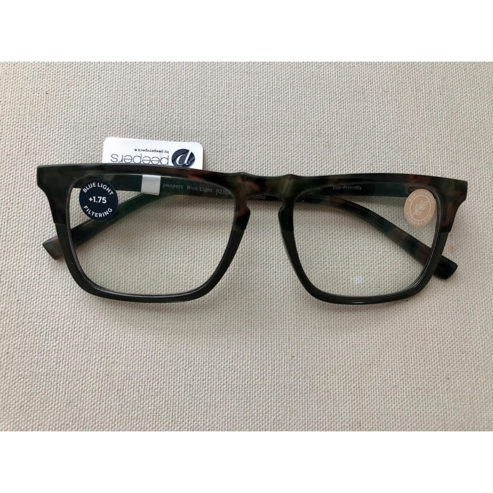 NEW GREEN CAMO PEEPERS BLUE LIGHT FILTERING Readers‎ +1.75